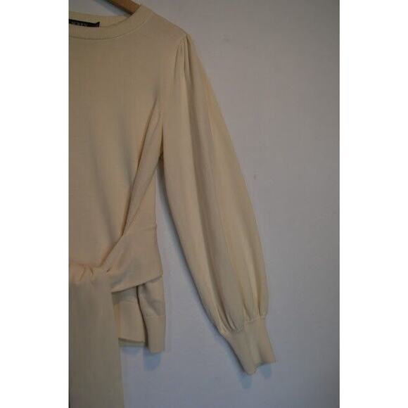 Lauren Ralph Lauren Sweater Womens Medium Ivory Belt Tie Balloon Sleeve Knit - Picture 8 of 11
